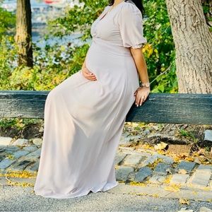 TFNC Maternity Bridesmaid wrap front maxi dress in pink